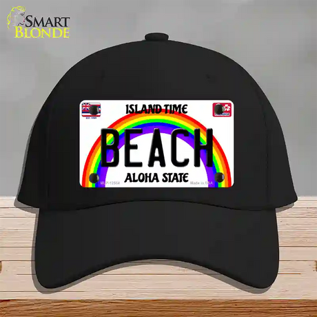 Beach Hawaii Novelty License Plate Hat Cotton / Black