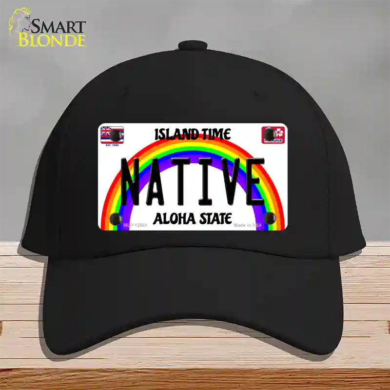 Native Hawaii Novelty License Plate Hat Cotton / Black