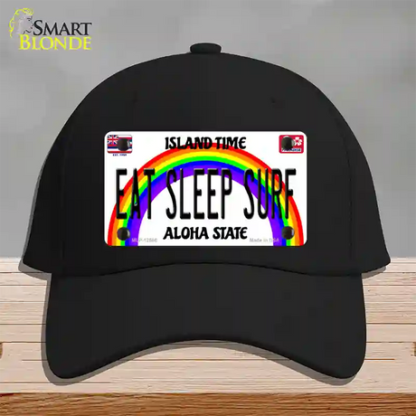 Eat Sleep Surf Hawaii Novelty License Plate Hat Cotton / Black