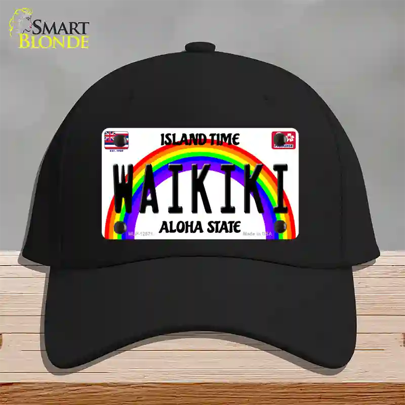 Waikiki Hawaii Novelty License Plate Hat Cotton / Black