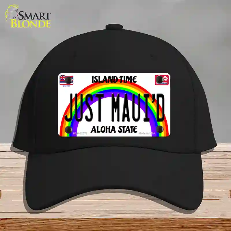 Just Mauid Hawaii Novelty License Plate Hat Cotton / Black