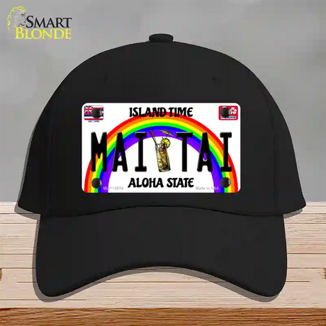 Mai Tai Hawaii Novelty License Plate Hat Cotton / Black