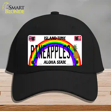 Pineapples Hawaii Novelty License Plate Hat Cotton / Black