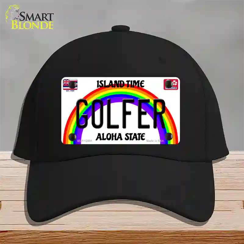 Golfer Hawaii Novelty License Plate Hat Cotton / Black