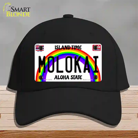 Molokai Hawaii Novelty License Plate Hat Cotton / Black