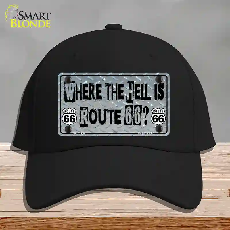 Where The Hell Is Route 66 Novelty License Plate Hat Cotton / Black