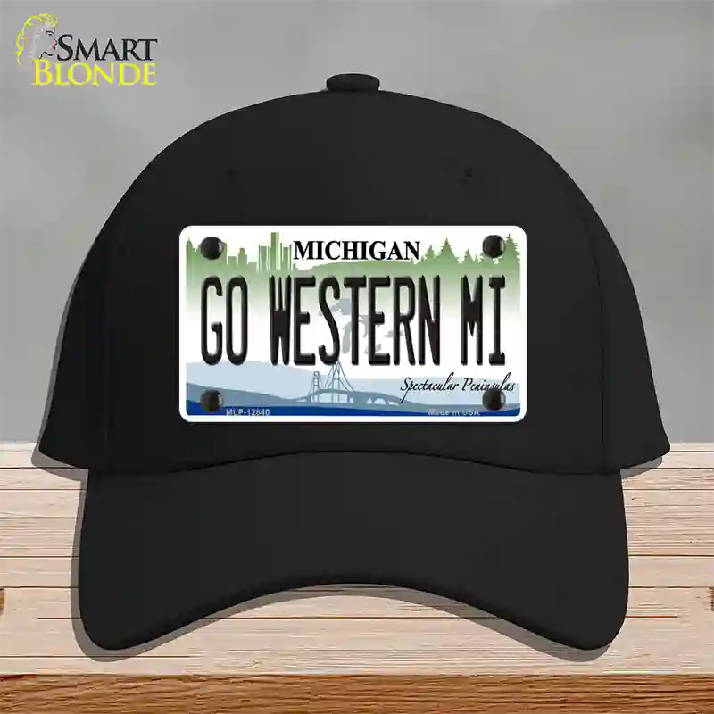 Go Western Michigan Novelty License Plate Hat Cotton / Black