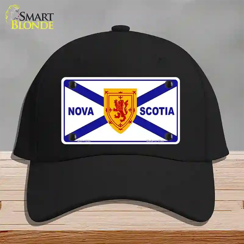 Nova Scotia Flag Novelty License Plate Hat Cotton / Black