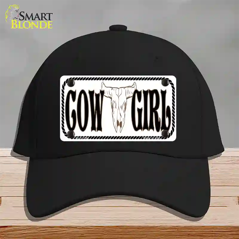 Cowgirl with Skull Novelty License Plate Hat Cotton / Black