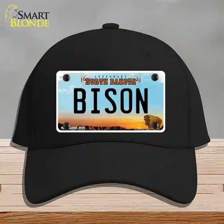 Bison Novelty License Plate Hat Cotton / Black