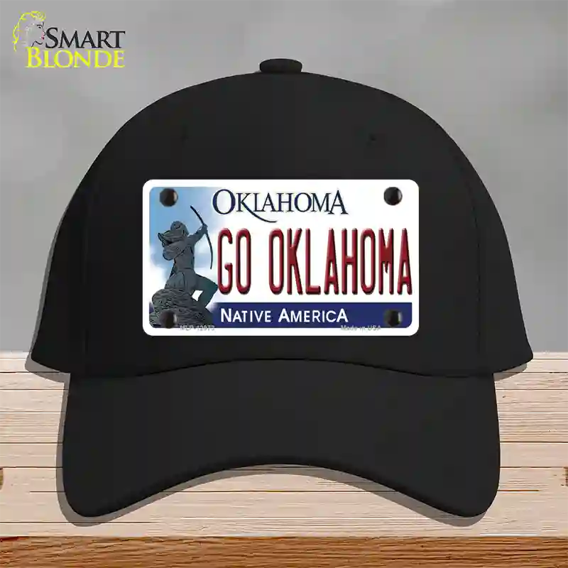 Go Oklahoma Novelty License Plate Hat Cotton / Black