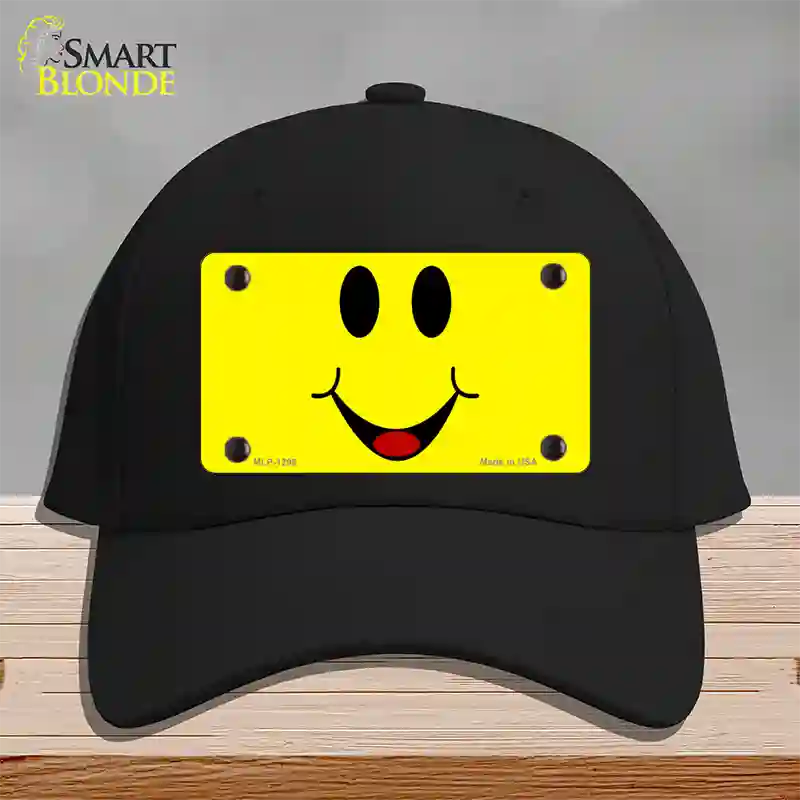 Happy Smiley Novelty License Plate Hat Cotton / Black