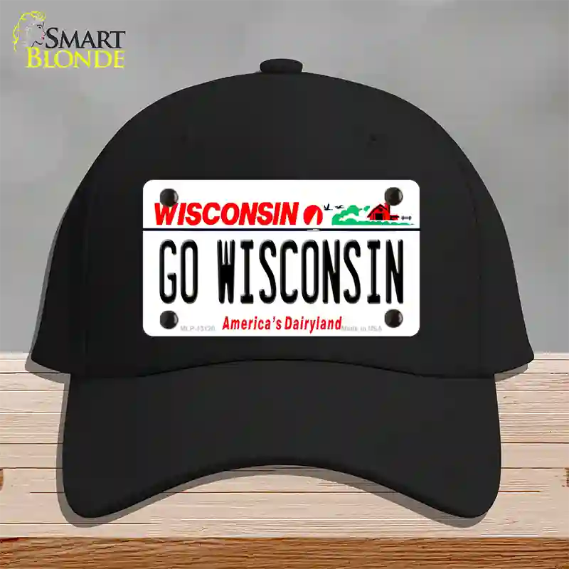 Go Wisconsin Novelty License Plate Hat Cotton / Black