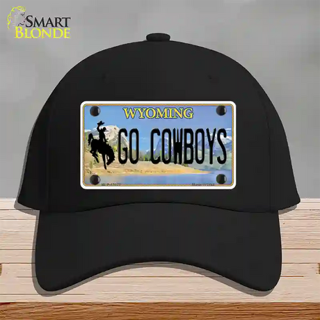 Go Cowboys Wyoming Novelty License Plate Hat Cotton / Black