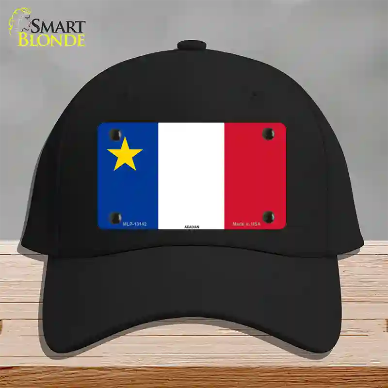 Acadian Canada Flag Novelty License Plate Hat Cotton / Black