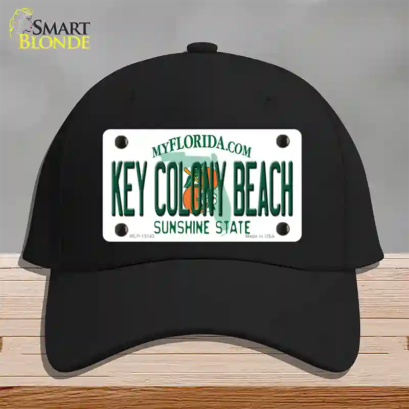 Key Colony Beach Florida Novelty License Plate Hat Cotton / Black