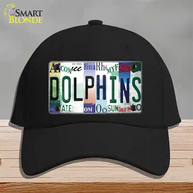 Dolphins Strip Art Novelty License Plate Hat Tag Cotton / Black