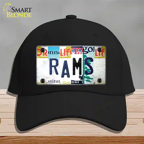 Rams Strip Art Novelty License Plate Hat Tag Cotton / Black