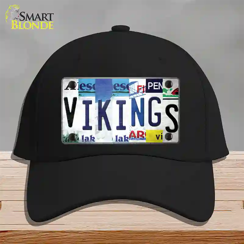 Vikings Strip Art Novelty License Plate Hat Tag Cotton / Black