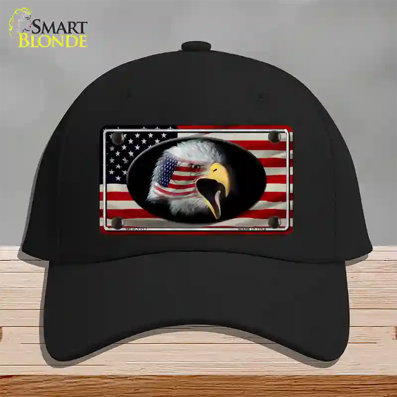 American Flag Eagle Novelty License Plate Hat Cotton / Black