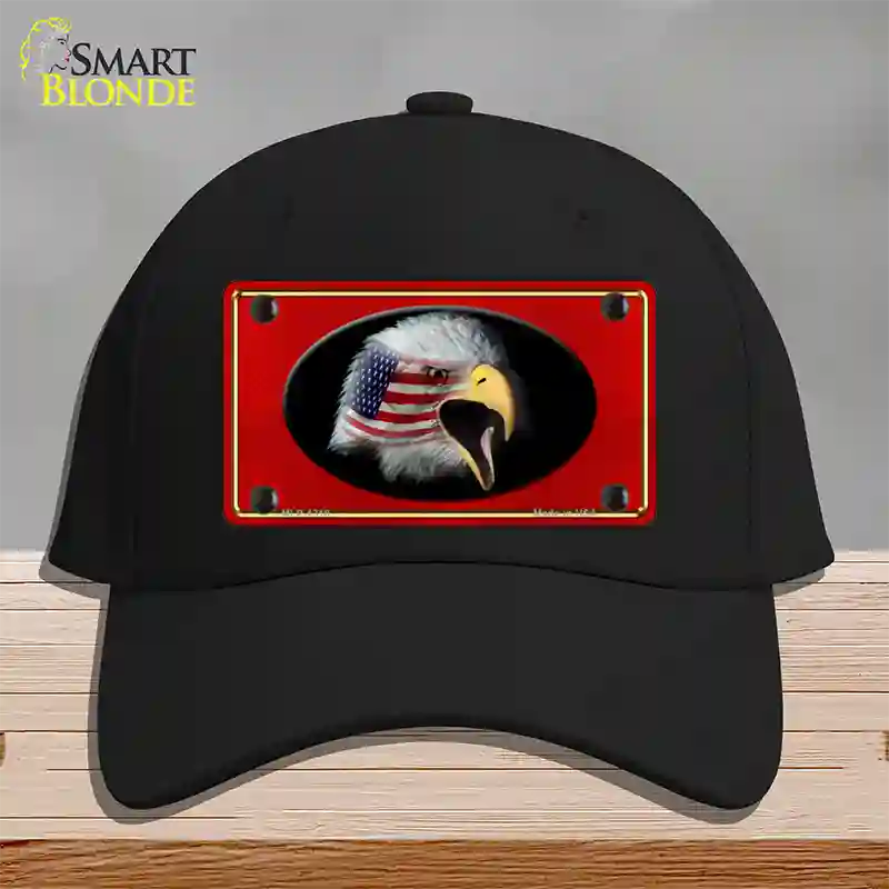 American Flag Eagle Red Novelty License Plate Hat Cotton / Black