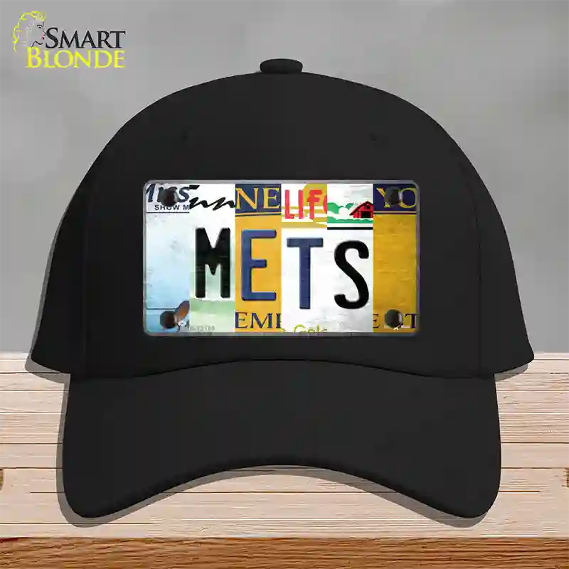 Mets Strip Art Novelty License Plate Hat Tag Cotton / Black