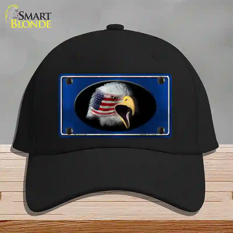 American Flag Eagle Blue Novelty License Plate Hat Cotton / Black