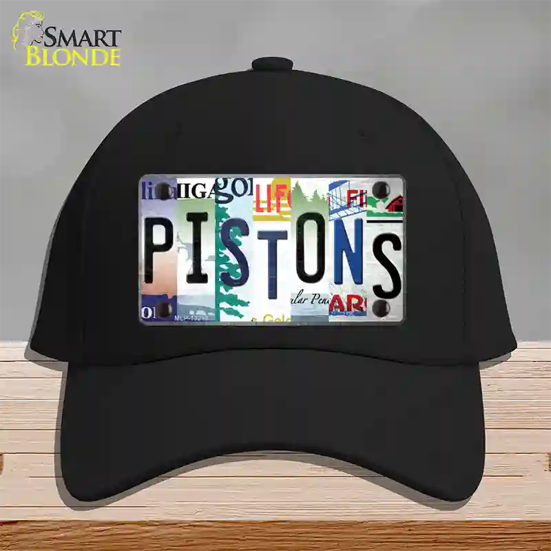 Pistons Strip Art Novelty License Plate Hat Tag Cotton / Black