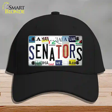 Senators Strip Art Novelty License Plate Hat Tag Cotton / Black