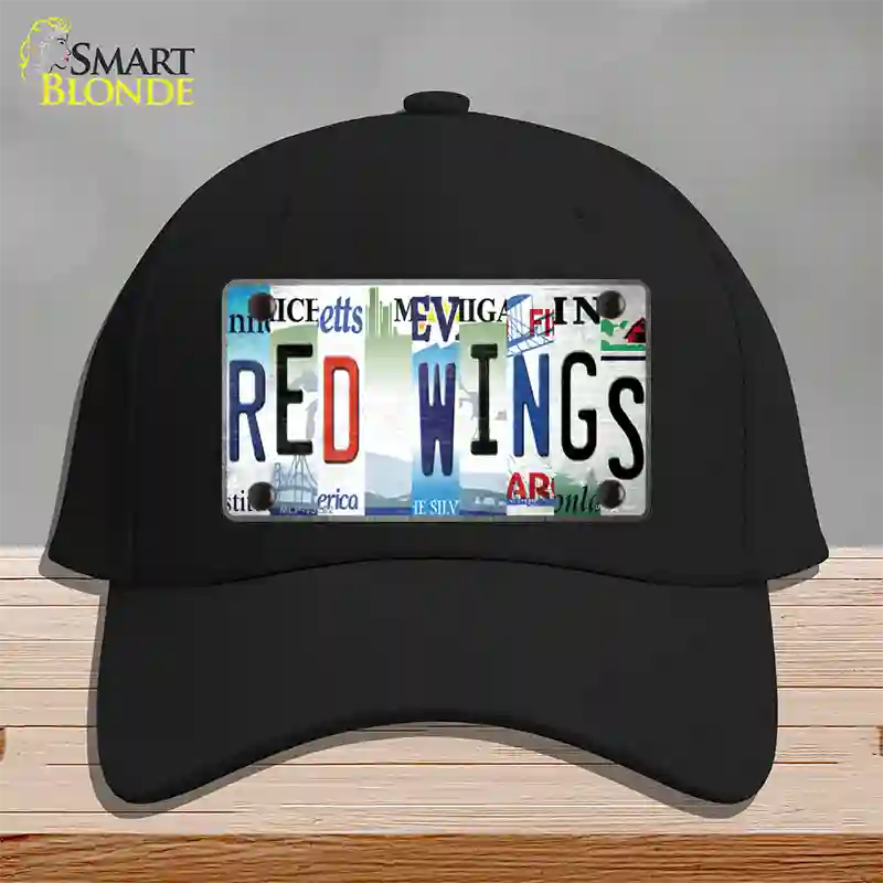 Red Wings Strip Art Novelty License Plate Hat Tag Cotton / Black