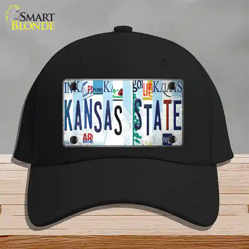 Kansas State Strip Art Novelty License Plate Hat Tag Cotton / Black