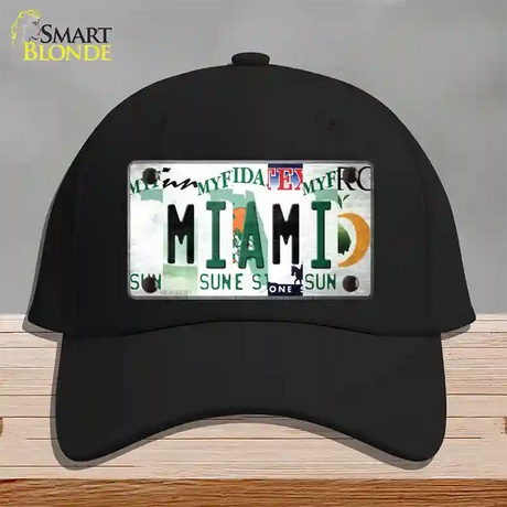 Miami Strip Art Novelty License Plate Hat Tag Cotton / Black