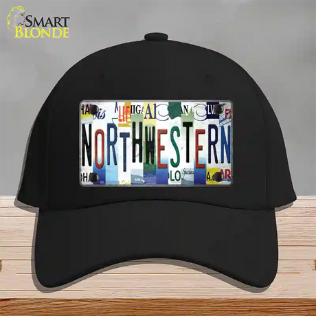 Northwestern Strip Art Novelty License Plate Hat Tag Cotton / Black