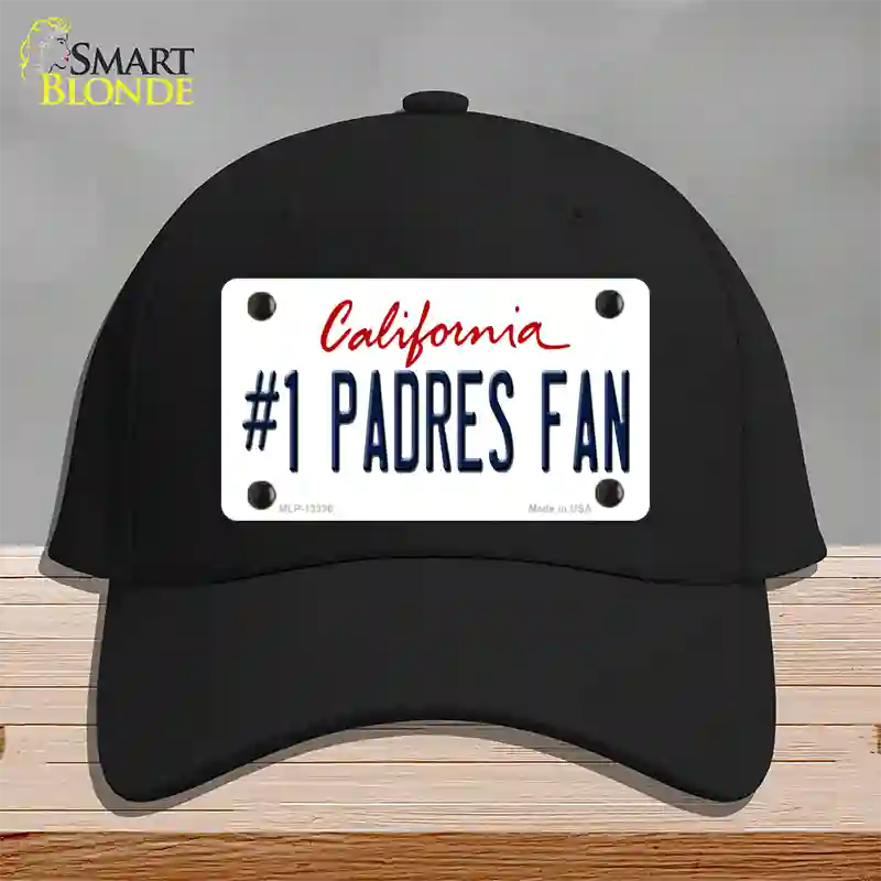 Number 1 Padres Fan Novelty License Plate Hat Tag Cotton / Black