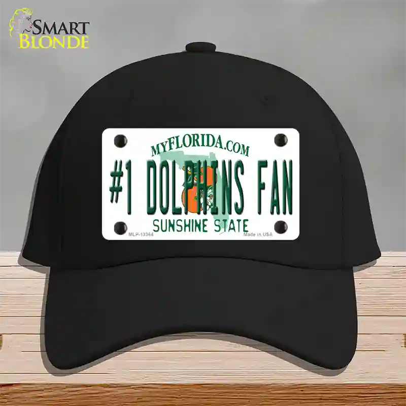 Number 1 Dolphins Fan Novelty License Plate Hat Tag Cotton / Black