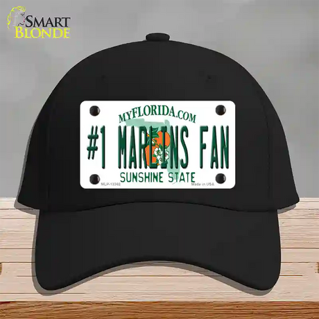 Number 1 Marlins Fan Novelty License Plate Hat Tag Cotton / Black