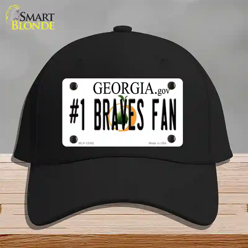 Number 1 Braves Fan Novelty License Plate Hat Tag Cotton / Black