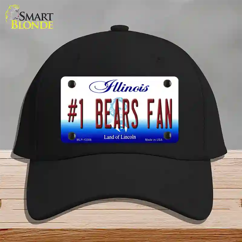 Number 1 Bears Fan Novelty License Plate Hat Tag Cotton / Black