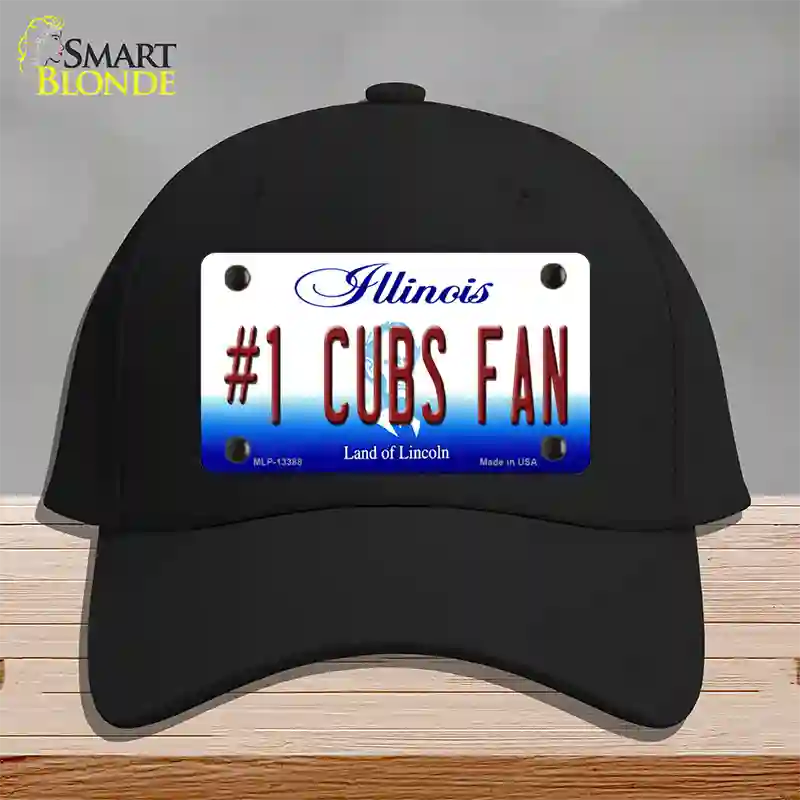 Number 1 Cubs Fan Novelty License Plate Hat Tag Cotton / Black