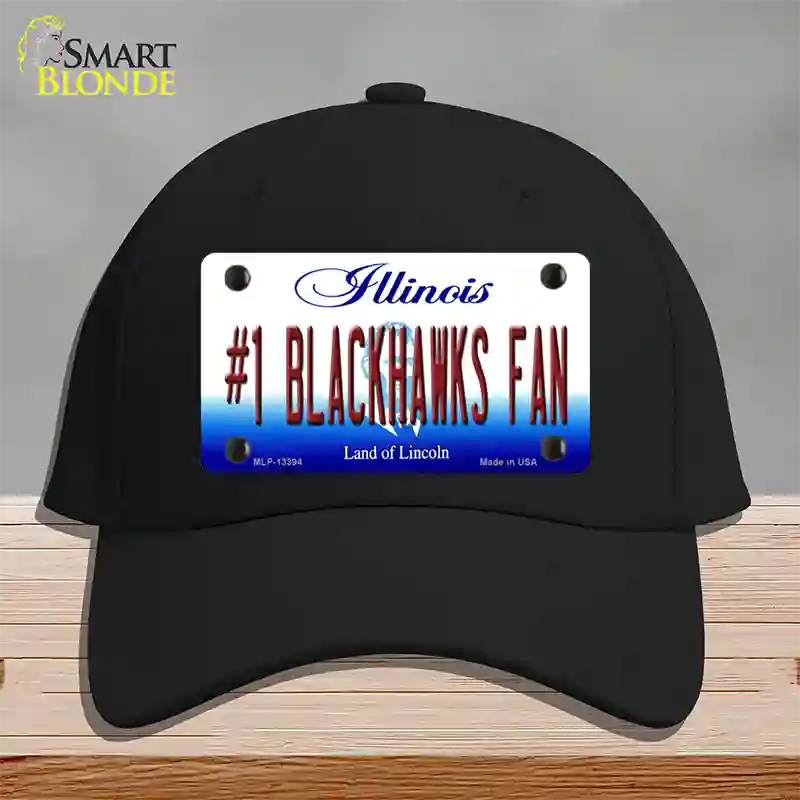 Number 1 Blackhawks Fan Novelty License Plate Hat Tag Cotton / Black