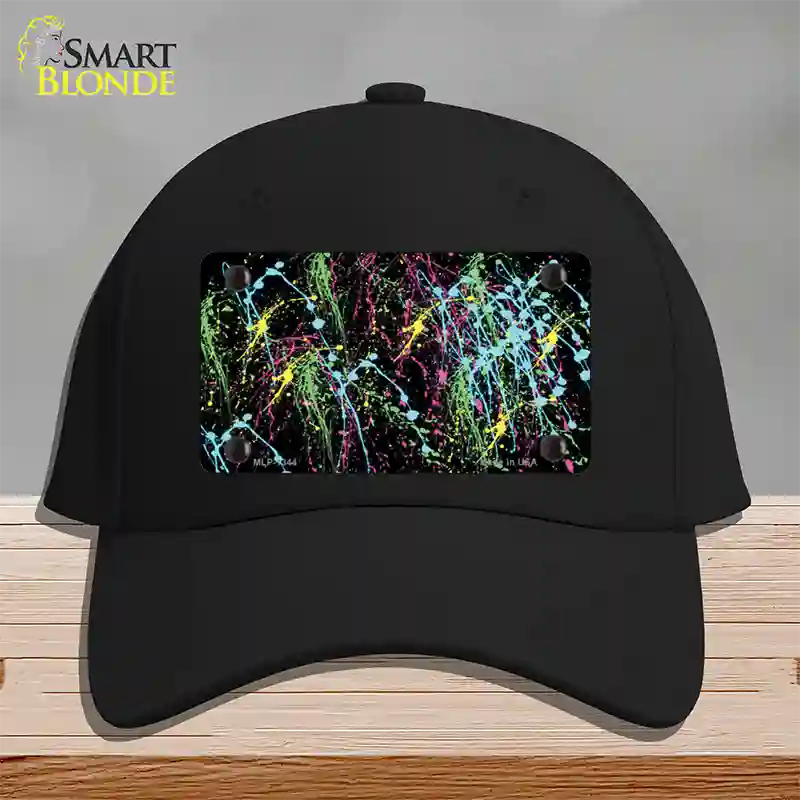 Paint Splashes Novelty License Plate Hat Cotton / Black