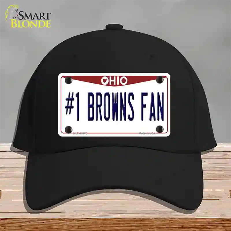 Number 1 Browns Fan Novelty License Plate Hat Tag Cotton / Black