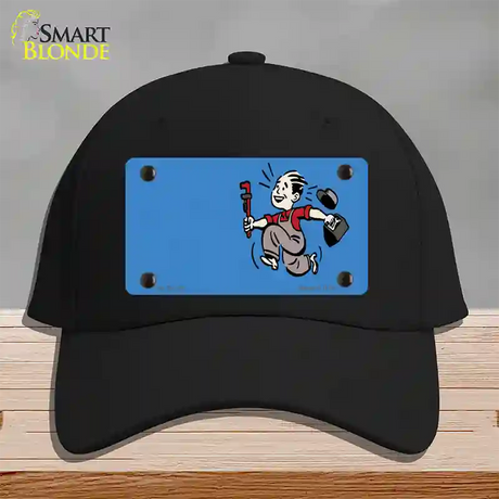 Plumber Offset Novelty License Plate Hat Cotton / Black