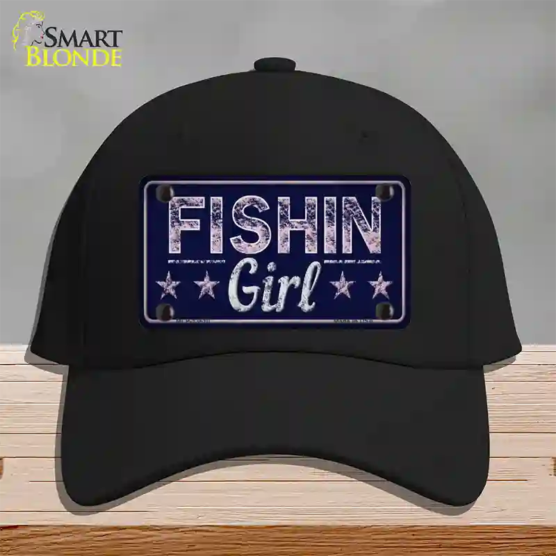 Fishin Girl Novelty License Plate Hat Tag Cotton / Black