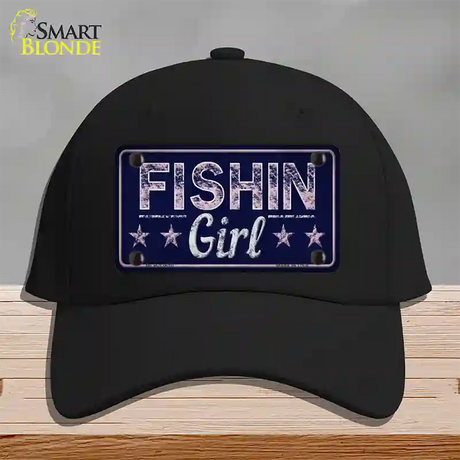 Fishin Girl Novelty License Plate Hat Tag Cotton / Black