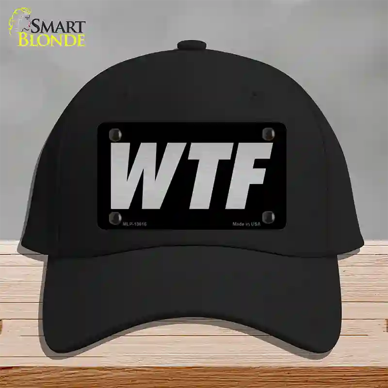 WTF Black Novelty License Plate Hat Tag Cotton / Black