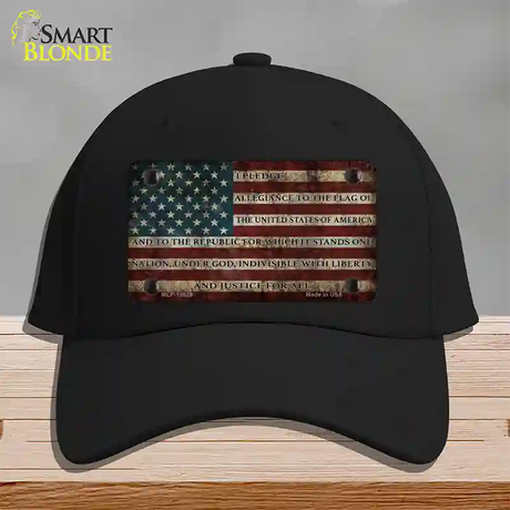 I Pledge Allegiance Flag Novelty License Plate Hat Tag Cotton / Black