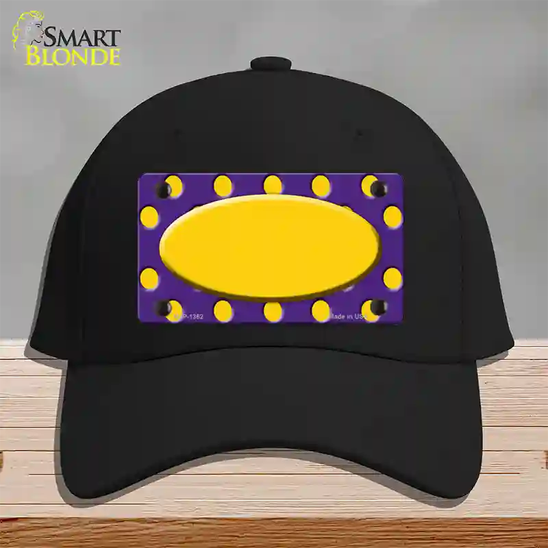 Yellow Purple Polka Dot Center Oval Novelty License Plate Hat Cotton / Black