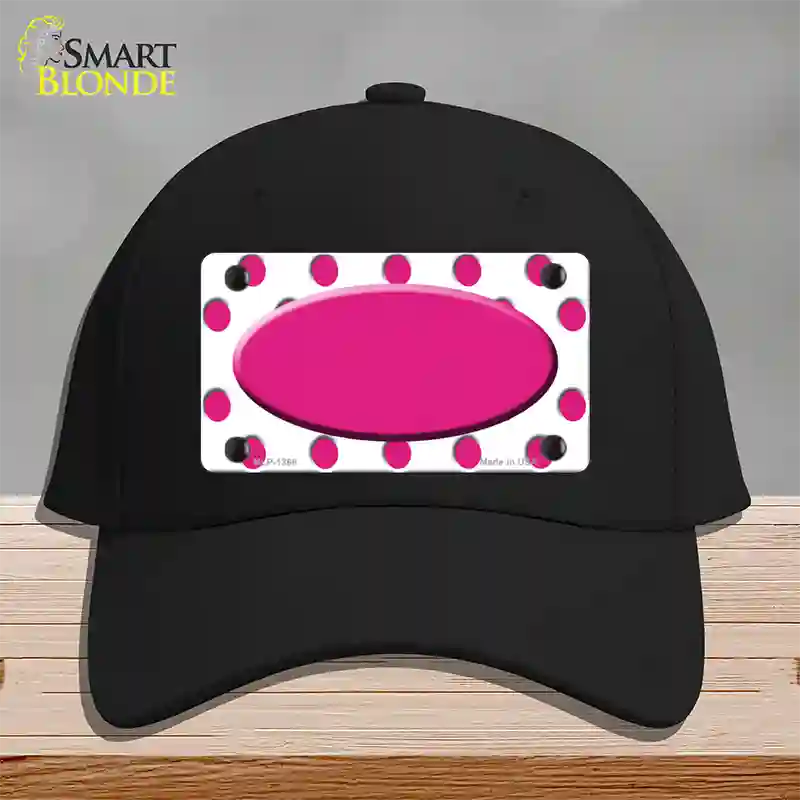 Hot Pink White Polka Dot Center Oval Novelty License Plate Hat Cotton / Black