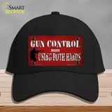 Gun Control Use Both Hands Novelty License Plate Hat Tag Cotton / Black